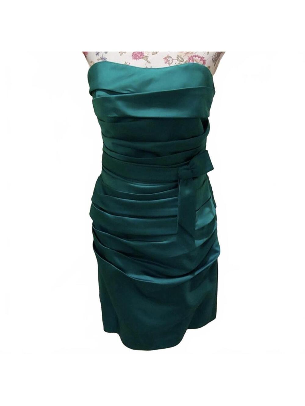 ALFRED ANGELO Green Silky Satiny Layered Dress w/Side Tie SIZE 4/6